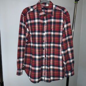RAINFOREST Heavy Weight Red Plaid cotton Flannel shirt  Size L shacket